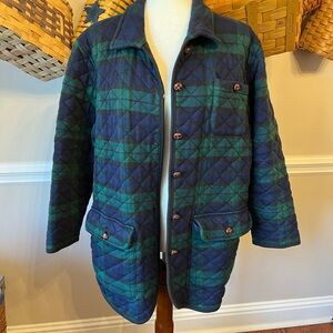 Talbots Blackwatch Plaid Tartan Vintage Quilted Jacket Chore Coat M Cottagecore